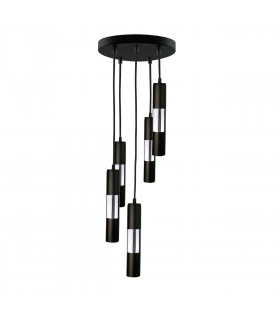 Magnum Cluster Pendant Ceiling Light Black, Silver, 30cm, 5x GU10
