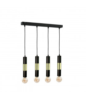Magnum Bar Pendant Ceiling Light Black, Gold, 60cm, 4x E27