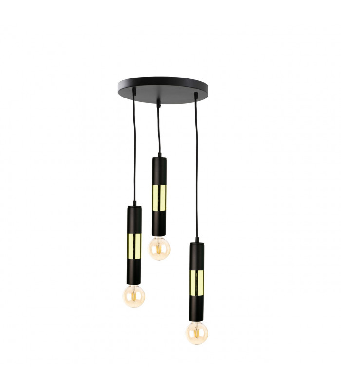Magnum Cluster Pendant Ceiling Light Black, Gold, 30cm, 3x E27