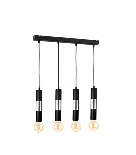 Magnum Bar Pendant Ceiling Light Black, Chrome, 60cm, 4x E27