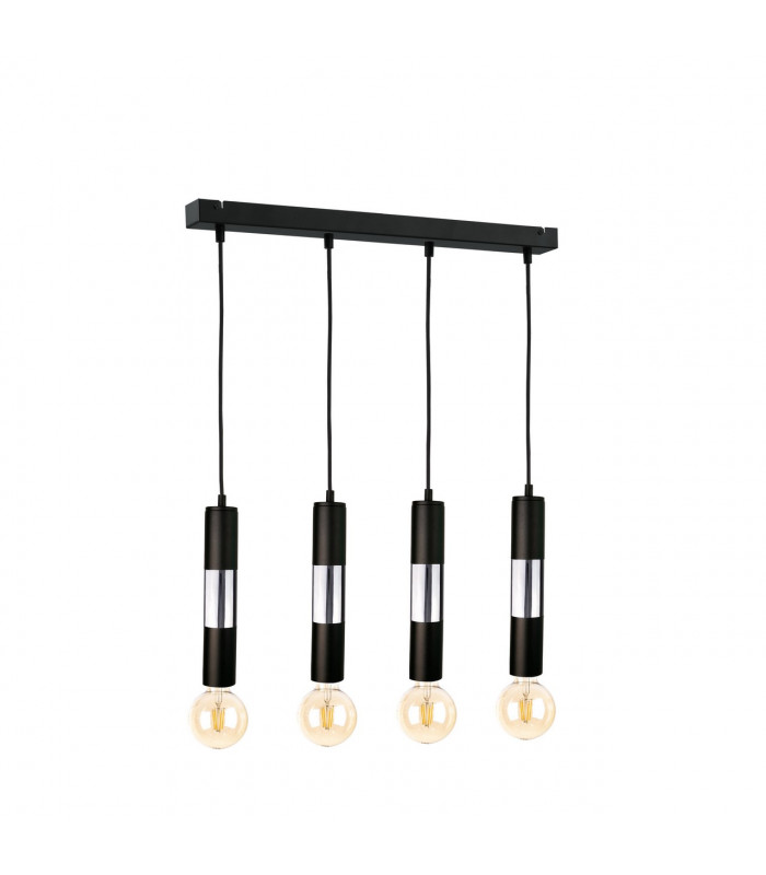 Magnum Bar Pendant Ceiling Light Black, Chrome, 60cm, 4x E27