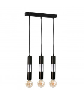 Magnum Bar Pendant Ceiling Light Black, Chrome, 50cm, 3x E27
