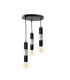 Magnum Cluster Pendant Ceiling Light Black, Silver, 30cm, 3x E27
