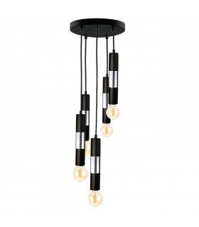 Magnum Cluster Pendant Ceiling Light Black, Silver, 30cm, 5x E27