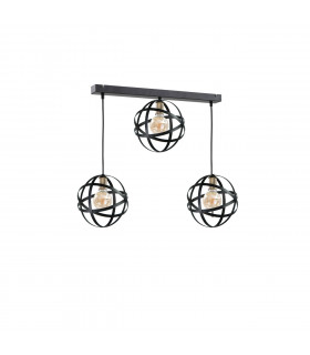 Pola Bar Pendant Ceiling Light Black, Gold, 65cm, 3x E27