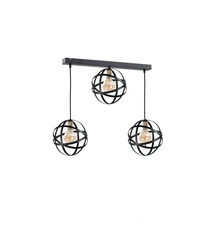 Pola Bar Pendant Ceiling Light Black, Gold, 65cm, 3x E27