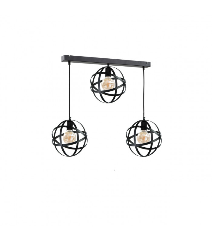 Pola Bar Pendant Ceiling Light Black, 65cm, 3x E27