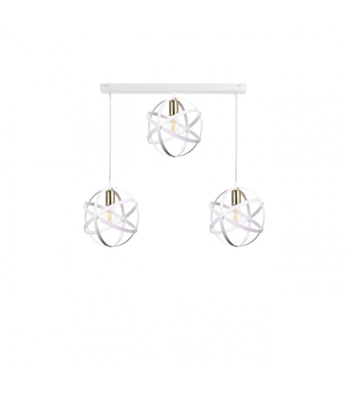 Pola Bar Pendant Ceiling Light White, Gold, 65cm, 3x E27