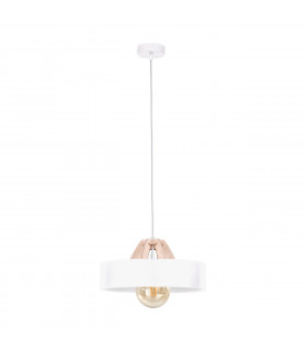 Bossi Dome Pendant Ceiling Light Wood Natural, White, 30cm, 1x E27