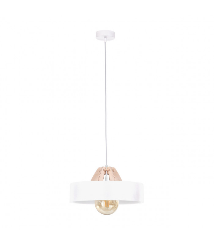 Bossi Dome Pendant Ceiling Light Wood Natural, White, 30cm, 1x E27
