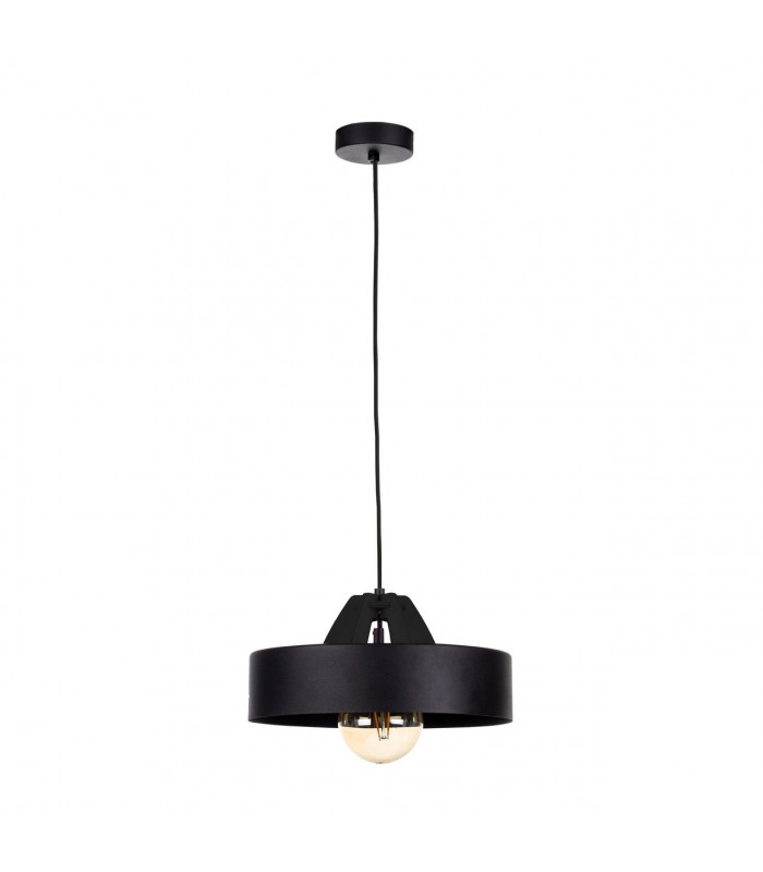 Bossi Dome Pendant Ceiling Light Wood, Black, 30cm, 1x E27