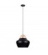 Negro Dome Pendant Ceiling Light Wood Natural, Black, 29cm, 1x E27