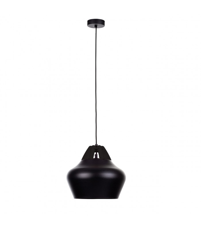 Negro Dome Pendant Ceiling Light Wood, Black, 29cm, 1x E27