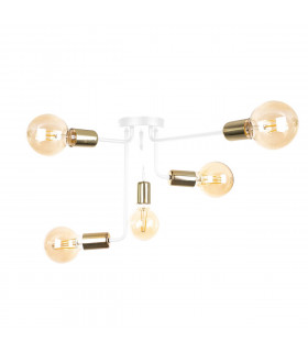 Nixon Multi Arm Semi Flush Ceiling Light White, Gold, 50cm, 5x E27