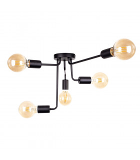 Nixon Multi Arm Semi Flush Ceiling Light Black, 50cm, 5x E27
