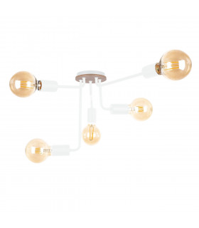 Nixon Multi Arm Semi Flush Ceiling Light Wood, White, 50cm, 5x E27