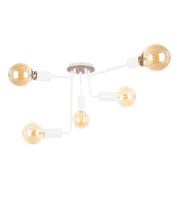 Nixon Multi Arm Semi Flush Ceiling Light Wood, White, 50cm, 5x E27