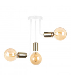 Megan Multi Arm Semi Flush Ceiling Light White, Gold, 25cm, 3x E27