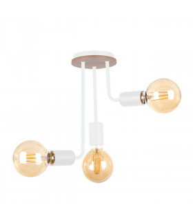 Megan Multi Arm Semi Flush Ceiling Light Wood, White, 25cm, 3x E27