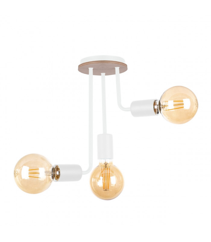 Megan Multi Arm Semi Flush Ceiling Light Wood, White, 25cm, 3x E27