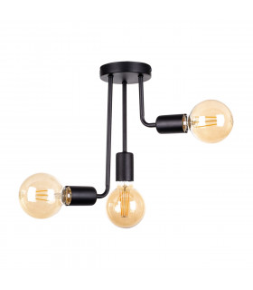 Megan Multi Arm Semi Flush Ceiling Light Black, 25cm, 3x E27