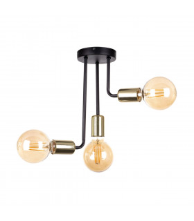 Megan Multi Arm Semi Flush Ceiling Light Black, Gold, 25cm, 3x E27