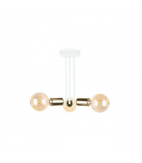 Venna Multi Arm Semi Flush Ceiling Light White, Gold, 25cm, 3x E27
