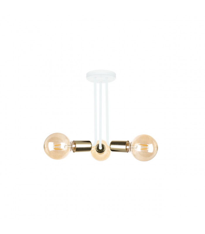 Venna Multi Arm Semi Flush Ceiling Light White, Gold, 25cm, 3x E27