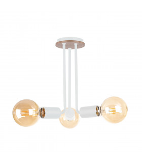 Venna Multi Arm Semi Flush Ceiling Light Wood, White, 25cm, 3x E27