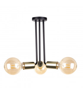 Venna Multi Arm Semi Flush Ceiling Light Black, Gold, 25cm, 3x E27