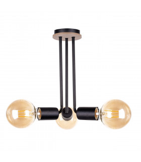 Venna Multi Arm Semi Flush Ceiling Light Wood, Black, 25cm, 3x E27