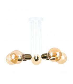 Venna Multi Arm Semi Flush Ceiling Light White, Gold, 30cm, 5x E27