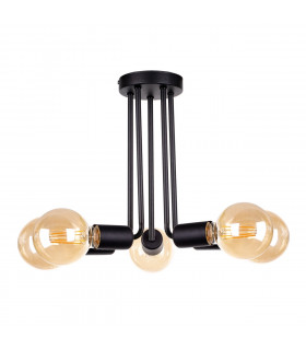 Venna Multi Arm Semi Flush Ceiling Light Black, 30cm, 5x E27