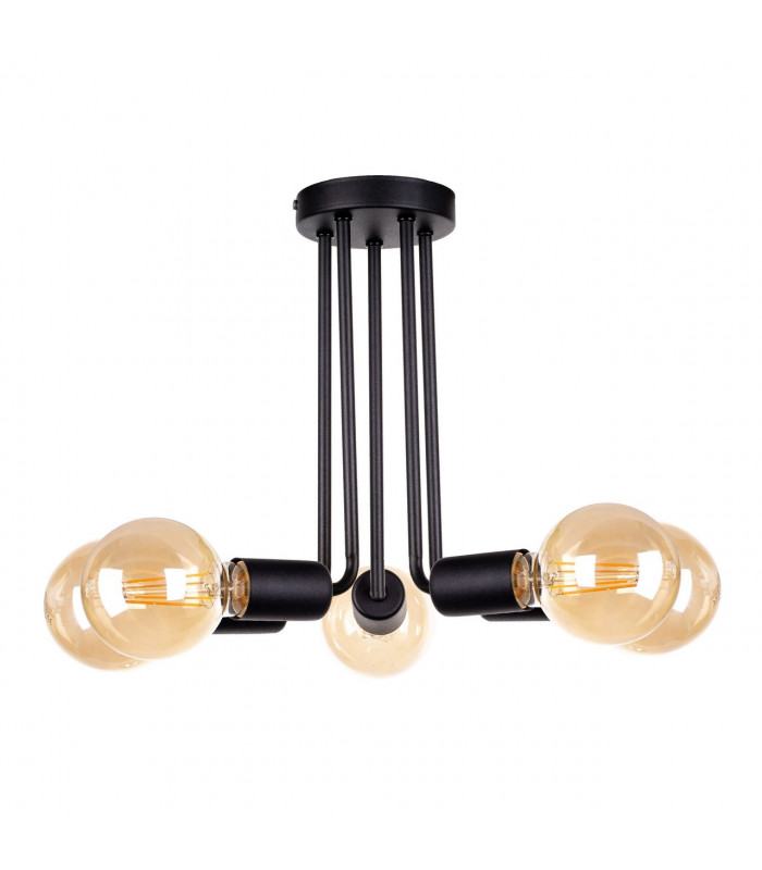 Venna Multi Arm Semi Flush Ceiling Light Black, 30cm, 5x E27