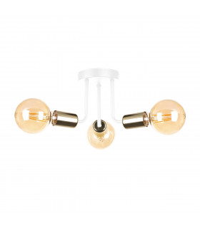 Luna Multi Arm Semi Flush Ceiling Light White, Gold, 25cm, 3x E27