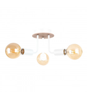 Luna Multi Arm Semi Flush Ceiling Light Wood, White, 25cm, 3x E27