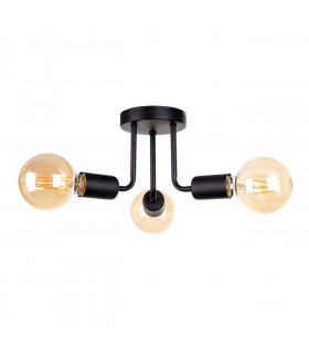Luna Multi Arm Semi Flush Ceiling Light Black, 25cm, 3x E27
