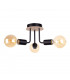 Luna Multi Arm Semi Flush Ceiling Light Wood, Black, 25cm, 3x E27