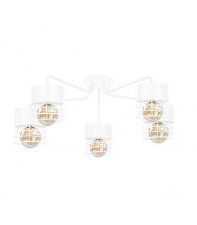 Atollo Multi Arm Semi Flush Ceiling Light White, 70cm, 5x E27