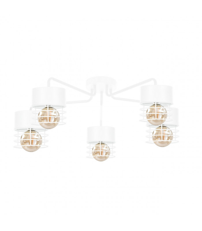 Atollo Multi Arm Semi Flush Ceiling Light White, 70cm, 5x E27
