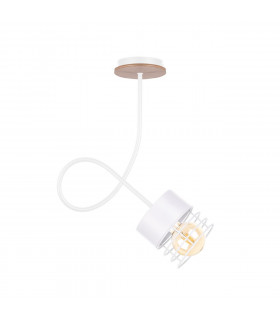Casa Slim Pendant Ceiling Light White, Wood, 25cm, 1x E27