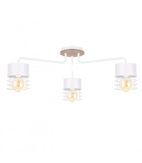 Casa Multi Arm Semi Flush Ceiling Light White, Wood, 70cm, 3x E27