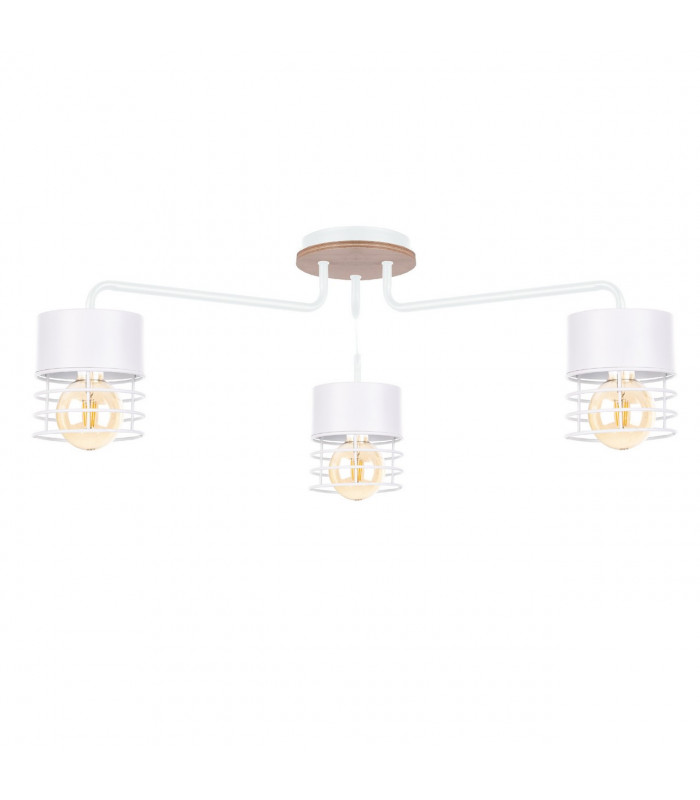 Casa Multi Arm Semi Flush Ceiling Light White, Wood, 70cm, 3x E27