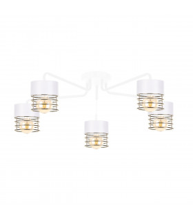 Royal Multi Arm Semi Flush Ceiling Light White, Gold, 70cm, 5x E27