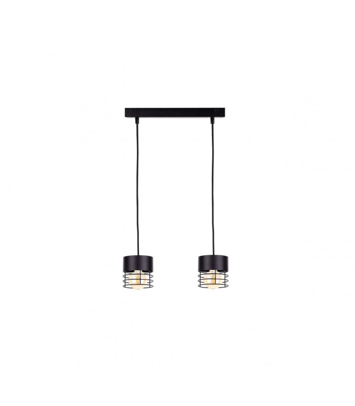 Elle Bar Pendant Ceiling Light Black, 50cm, 2x E27