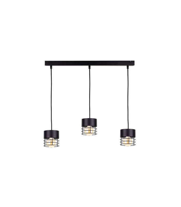 Elle Bar Pendant Ceiling Light Black, 60cm, 3x E27