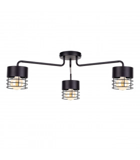 Elle Multi Arm Semi Flush Ceiling Light Black, 70cm, 3x E27
