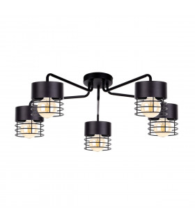 Elle Multi Arm Semi Flush Ceiling Light Black, 70cm, 5x E27