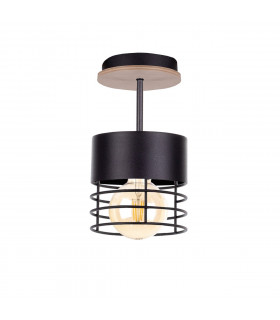 Casa Cylindrical Ceiling Light Black, Wood, 12cm, 1x E27