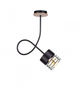 Casa Slim Pendant Ceiling Light Black, Wood, 25cm, 1x E27